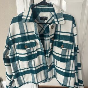 Love Tree Green and White Plaid Jacket